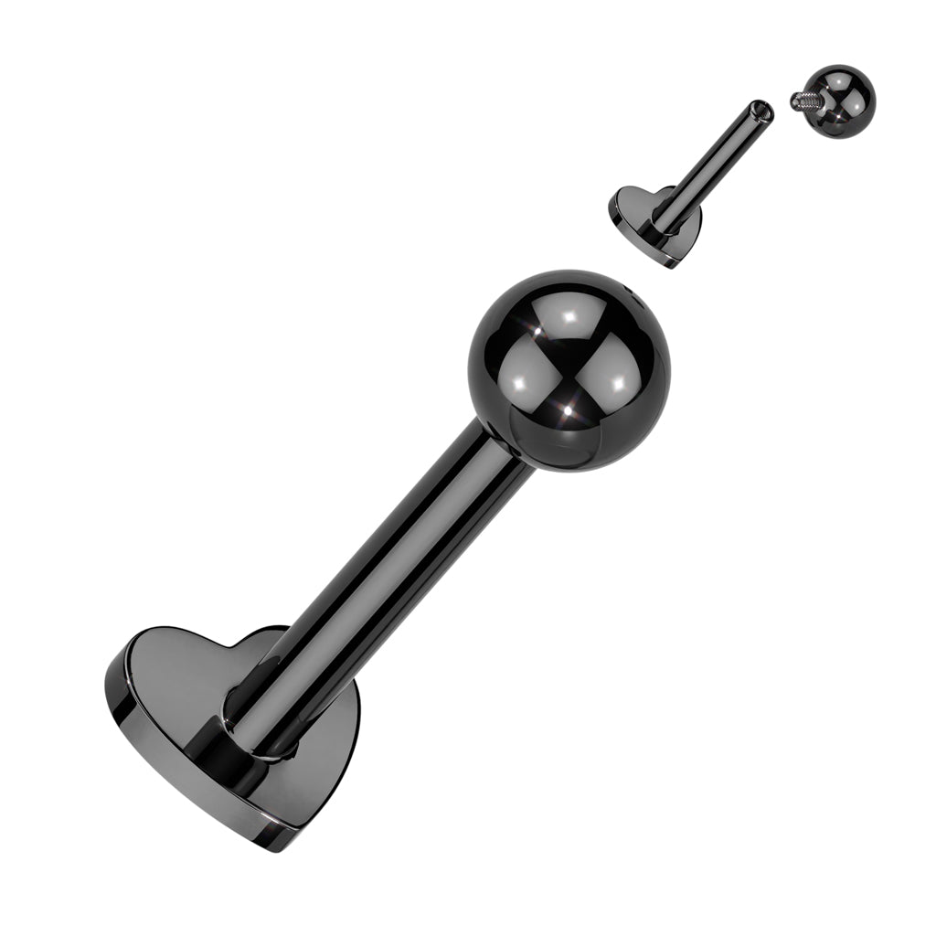 16G Titanium Internally Threaded Heart Base W/ Ball Top